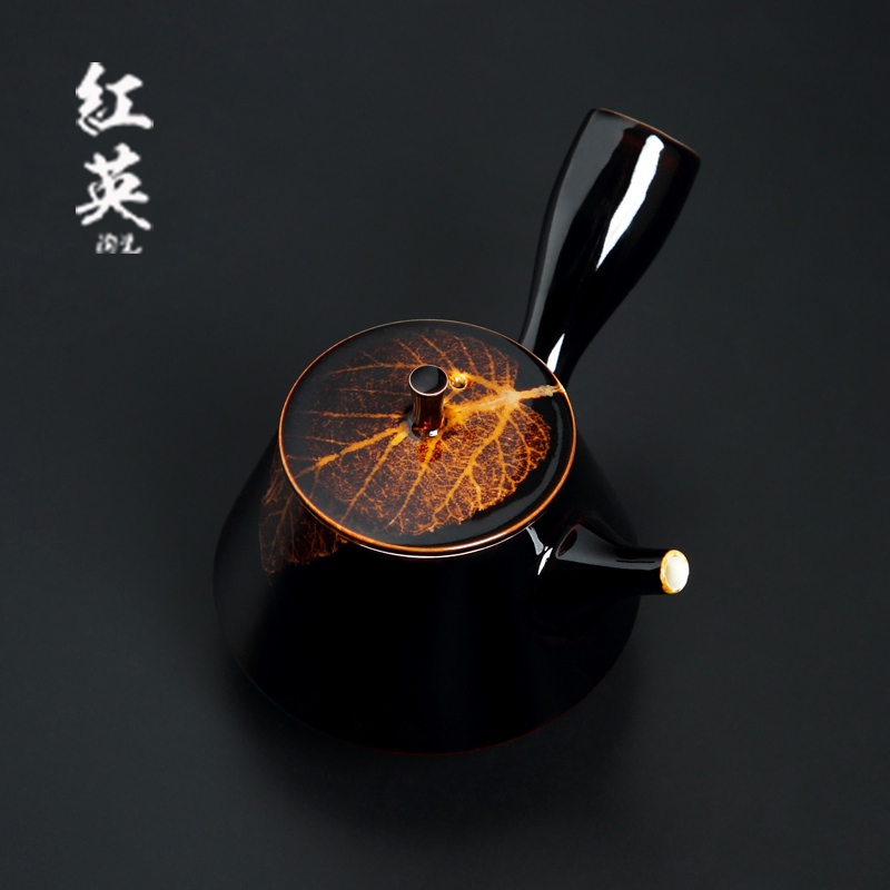 Jizhou up jingdezhen ceramics konoha temmoku lamp that kung fu tea set tea pot of large capacity domestic side