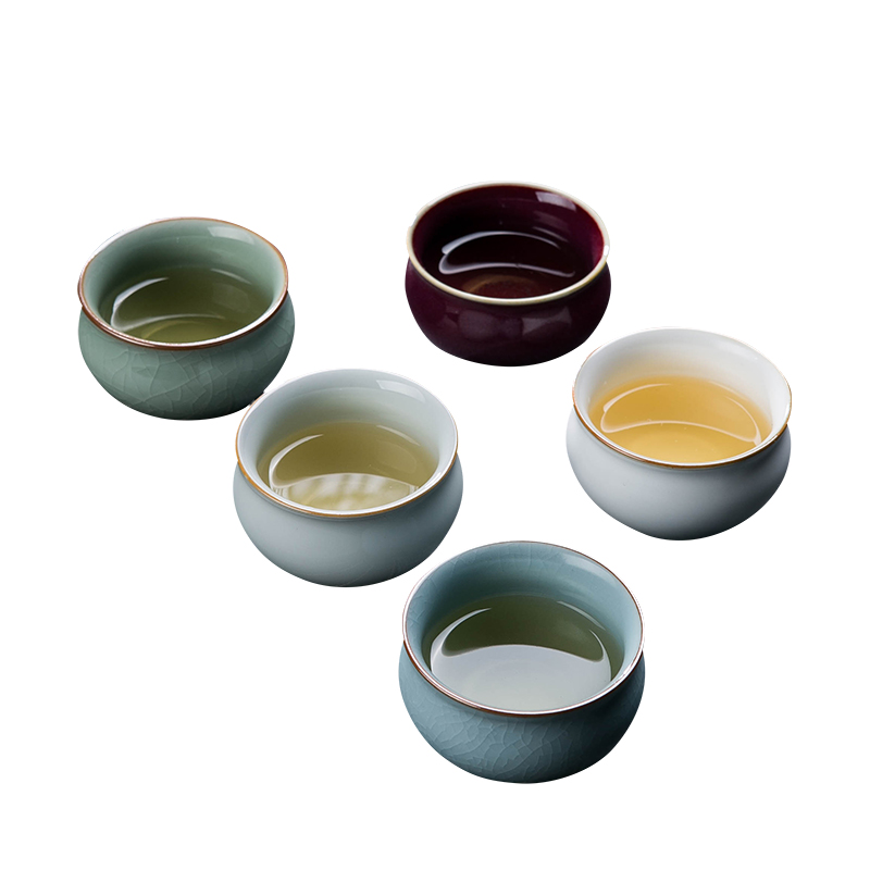 Five ancient jun kung fu tea sets, small household jingdezhen your up ceramic cups tea sample tea cup, master cup