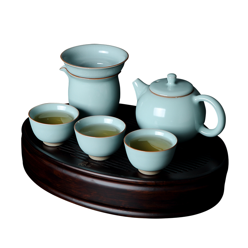 Your up with jingdezhen ceramic travel tea set small suit portable ice crack kung fu tea cup tea tray lid bowl