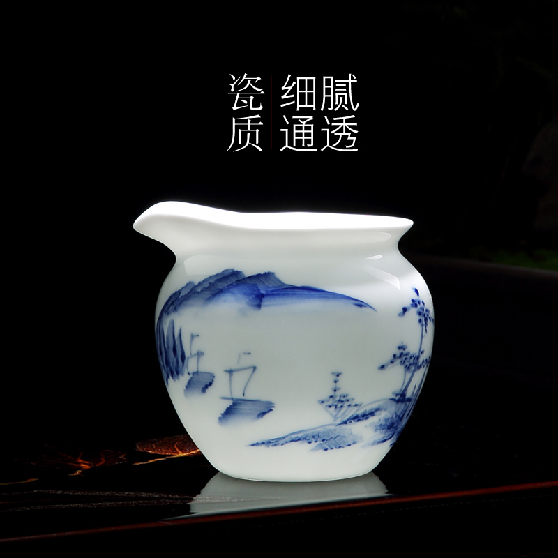 Jingdezhen blue and white porcelain hand - made ceramic kung fu tea set suits for Chinese style household small teapot tea tea cups