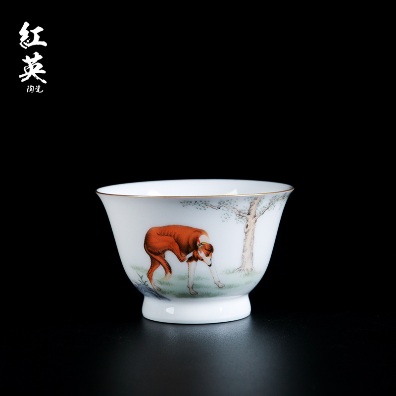 Red the jingdezhen ceramic kung fu tea tea set household hand - made personal cup master cup single cup sample tea cup