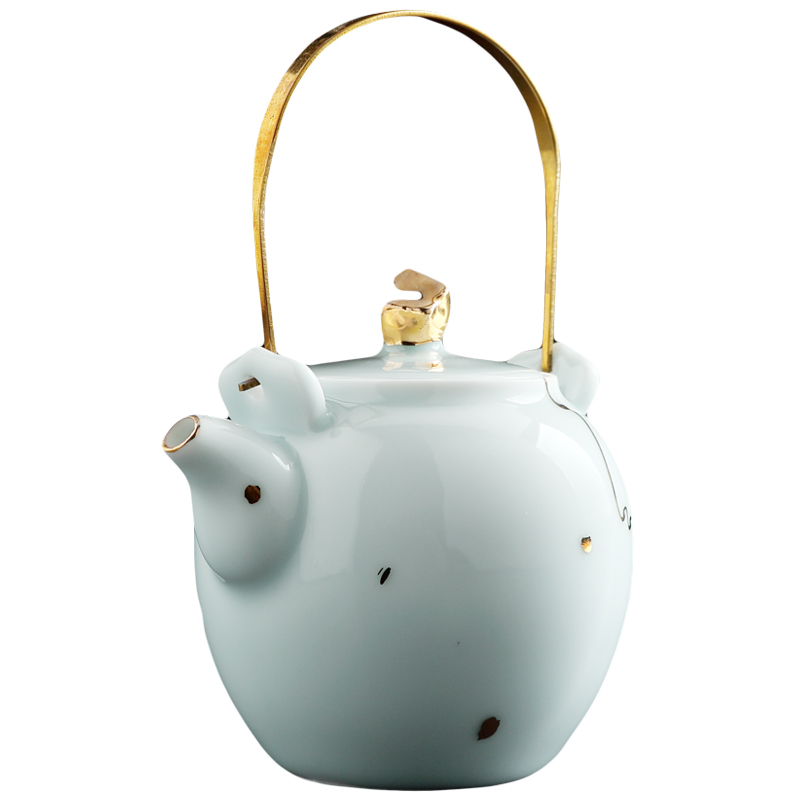 Red the jingdezhen ceramic kung fu tea sets of household teapot celadon paint single girder pot pot of tea