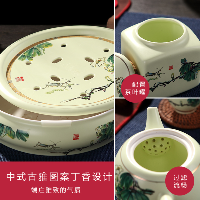 Jingdezhen ceramic cup kung fu tea set household double Chinese style of a complete set of your up tea tray teapot teacup