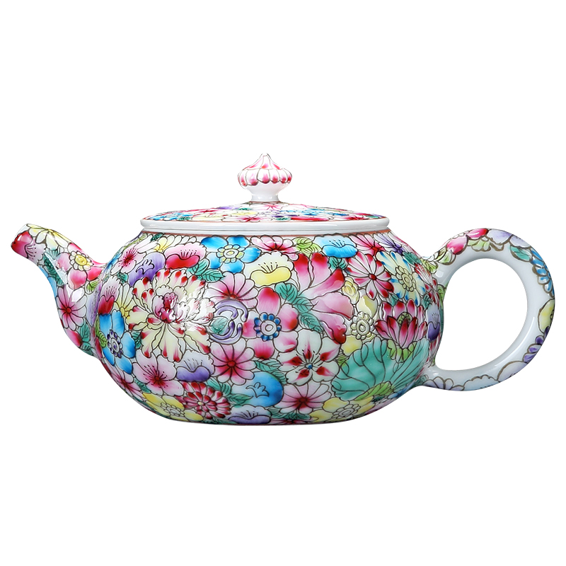 Red the jingdezhen ceramic kung fu tea sets home tea ware teapot hand - made pastel colored enamel pot
