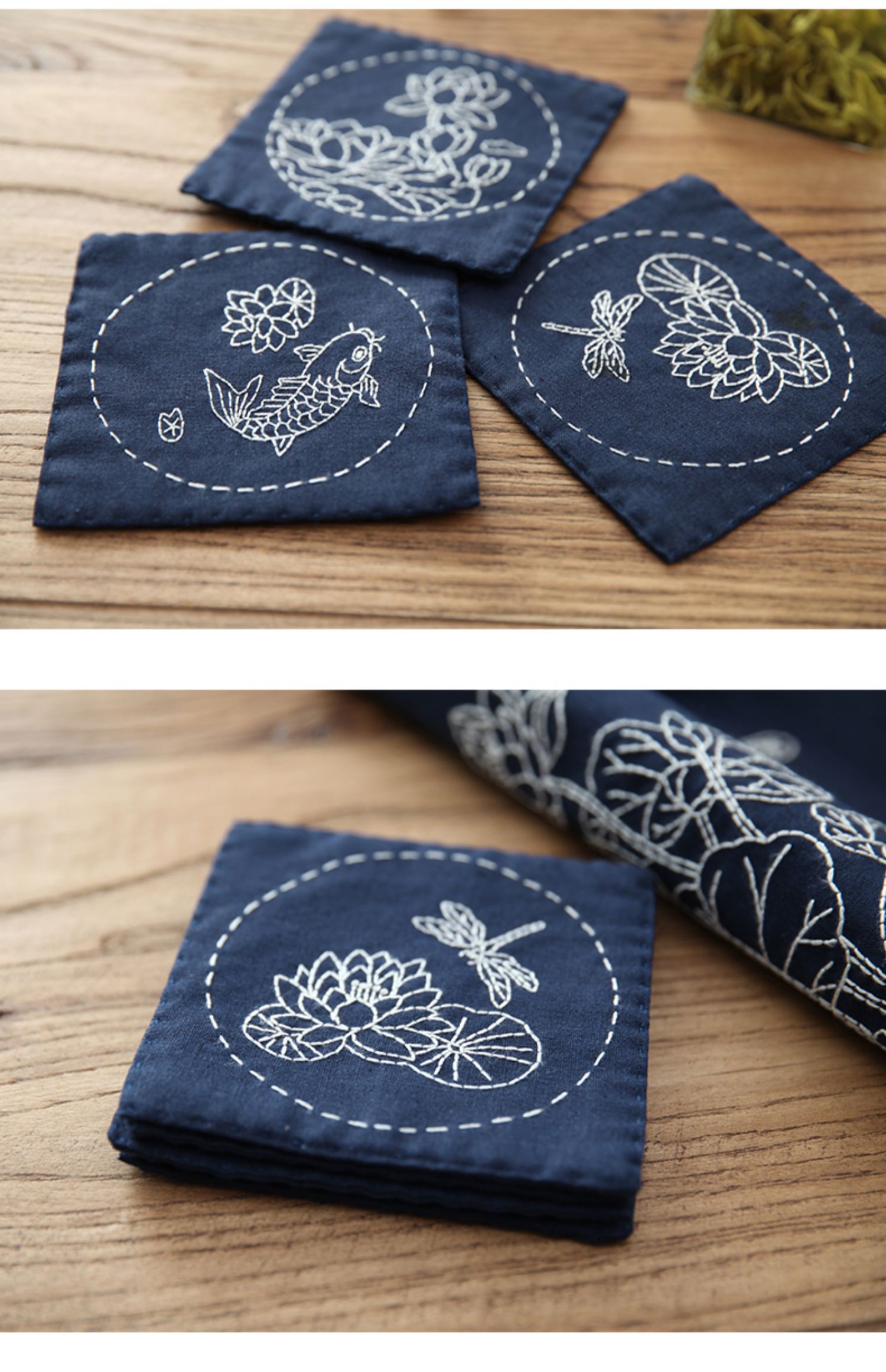 刺绣手工自绣diy初学者制作茶垫立体绣品杯垫茶席打发时间材料包