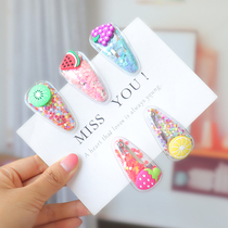 Korean baby hairpin quicksand daughter child color sequins fruit BB clip net red transparent PVC bangs side clip