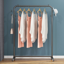 Mobile drying frame falls folding drying rack balcony bedroom hanging rack household simple single-pole cloak rack wheel