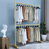 Adjustable lifting lever double layer of cloak shelving mesh red hanging rack Home bedroom clothes hanger balcony drying shelf to ground floor