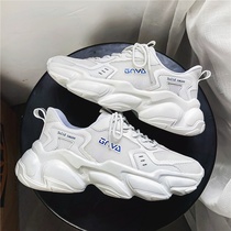 Pull back mens shoes Summer breathable summer sports running shoes ins dad tide shoes net increase Hong Kong style white shoes