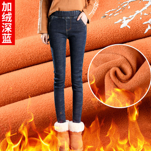 加绒打底裤女外穿牛仔2018秋冬季新款加厚保暖小脚显瘦松紧腰棉裤