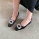 2022 New style heel square head rhinestone retro Mary Jane shallow mouth women's single shoes