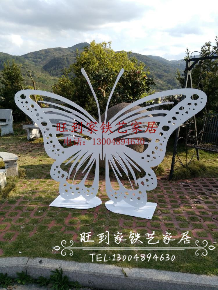 户外花园仿真蝴蝶摆件大型铁艺动物 装饰工艺品景观庭院别墅摆设_7折