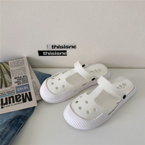 Two wear ~ super soft ins Korean summer hole shoes female students all-match chic beach shoes Hong Kong flavor retro sandals and slippers