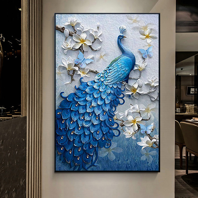 2018满钻钻石画5d新款客厅孔雀点粘砖石秀线绣贴钻十字绣卧室2019