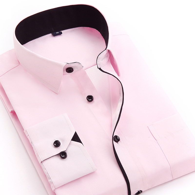 春季新款 白衬衣 男士长袖衬衫商务休闲修身纯色工装韩版职业正装产品展示图5