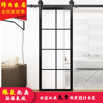 Barn door moving door Nordic washroom Kitchen Glass Aluminum Magnesium Titanium Alloy Brief hanging rail barn Push Ramen Custom