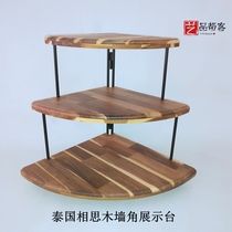 Art products art acacia wood bread rack baking soft three-layer showroom bakery cake corner table display table