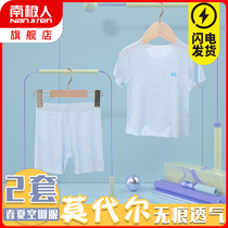 Childrens pajamas Modale Short sleeve suit summer air conditioning baby household clothesBoy ice silk girl boy boy