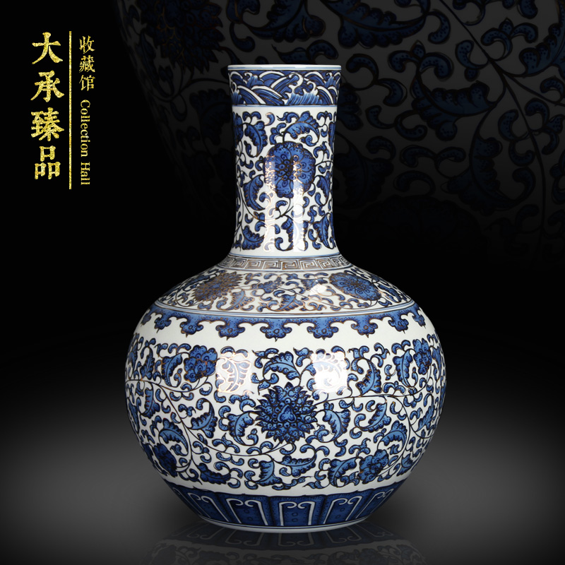 Jingdezhen blue and white paint around branches celestial hand - made ceramics vase Chinese style classical collection handicraft furnishing articles