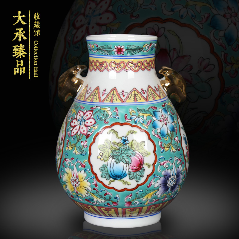 Jingdezhen ceramics, vases, antique Chinese style is classic hand - drawn pastel flowers deer head altar statute of crafts are set