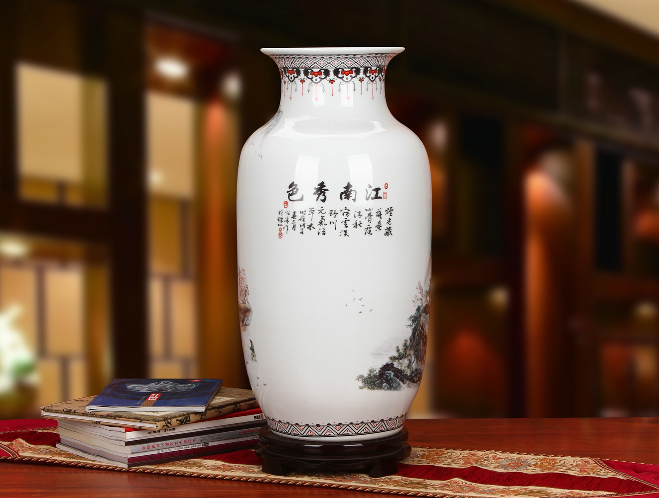 Jingdezhen ceramics idea gourd pastel landscape of large vases, modern Chinese style household craft feng shui furnishing articles