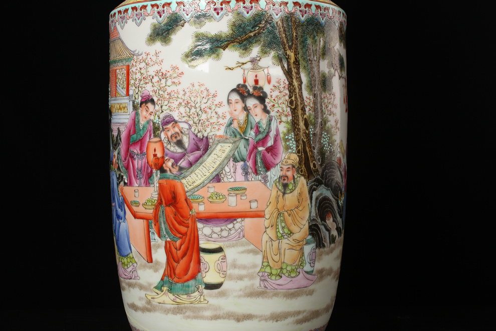 Archaize of jingdezhen ceramics powder enamel factory goods peach banquet big vases, modern Chinese style household crafts