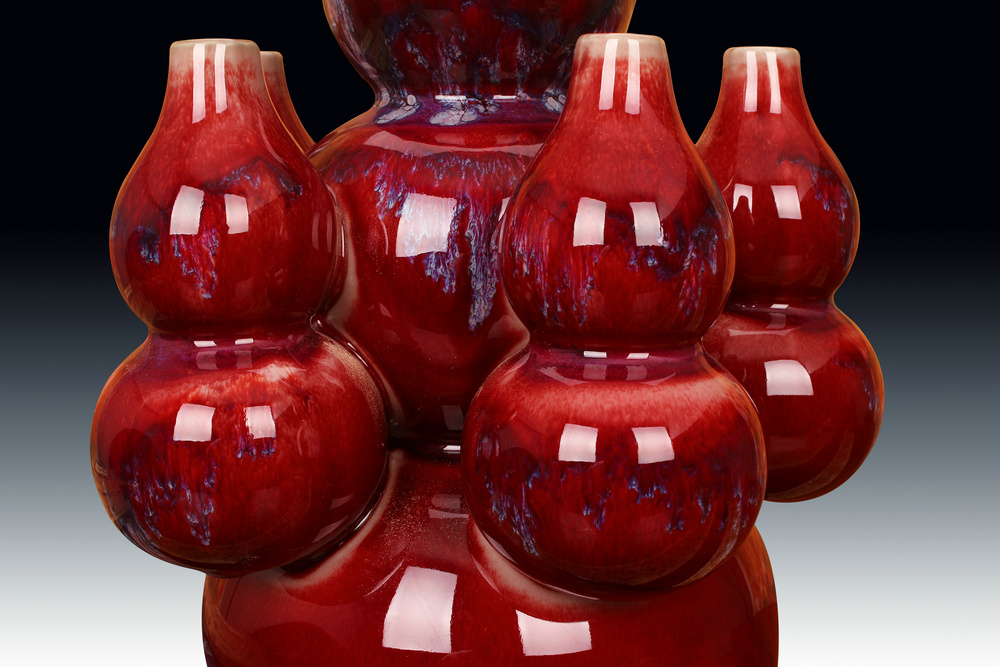 Jingdezhen ceramic vase archaize of jun porcelain up become red glaze five sub - ka gourd vases, Chinese style furnishing articles