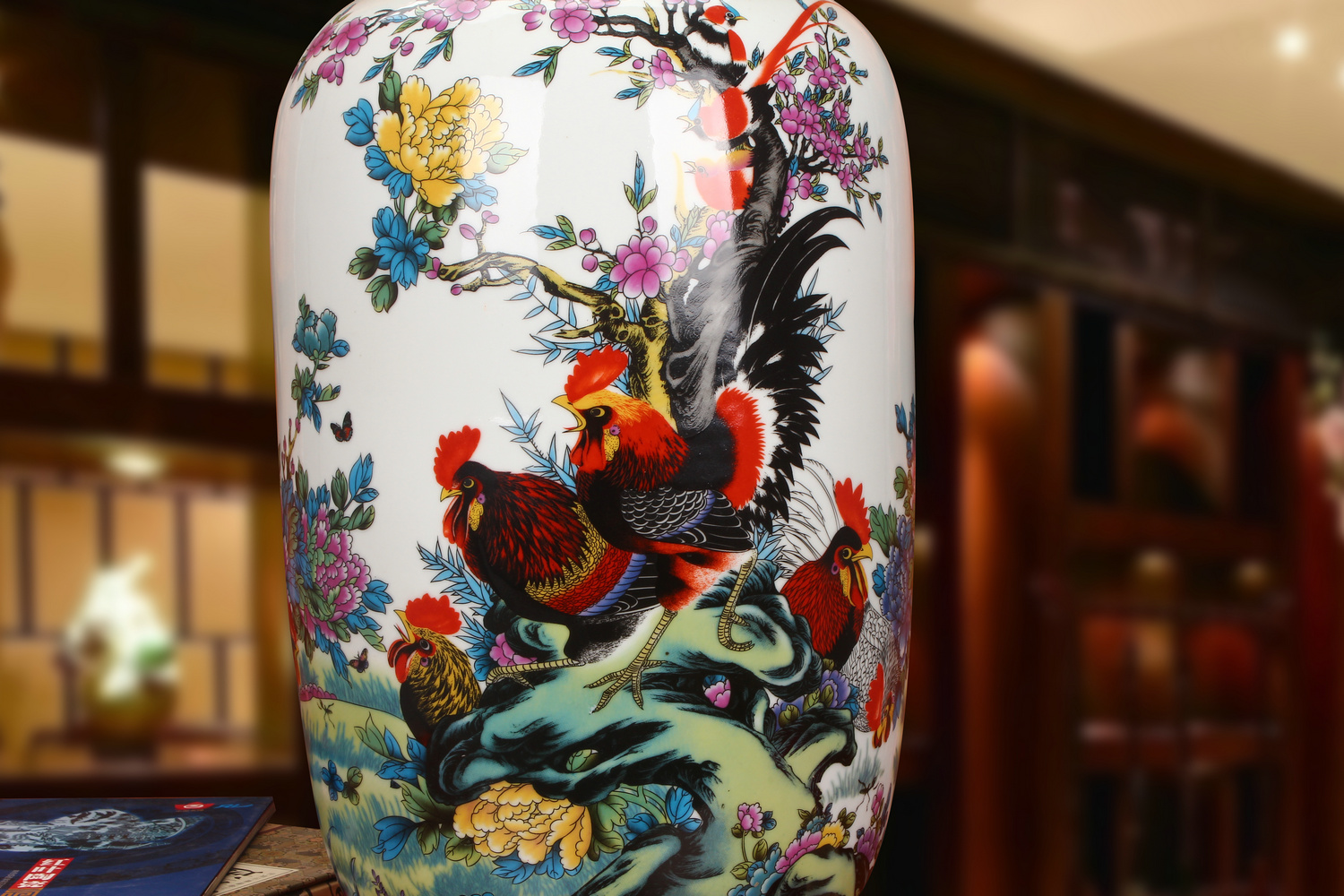 Jingdezhen ceramics powder enamel seven male for spring rooster idea gourd vase landing modern Chinese style household furnishing articles