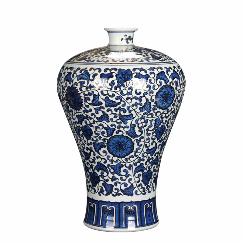 Jingdezhen ceramics Chinese blue and white paint around antique hand - made of branch lines name plum bottle mesa study furnishing articles sitting room