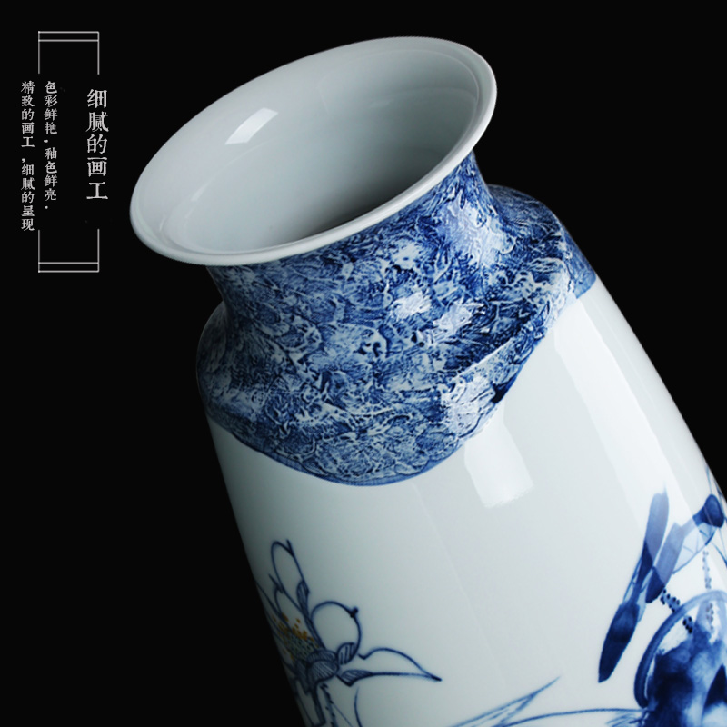 Egrets LuYiGang hand - made porcelain of jingdezhen ceramics engraving lotus vase collection crafts are set