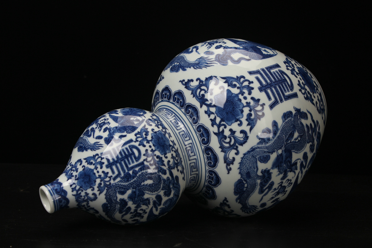 Jingdezhen ceramic vases, high - end antique hand - made in extremely good fortune gourd vases, furnishing articles Chinese style classical decoration