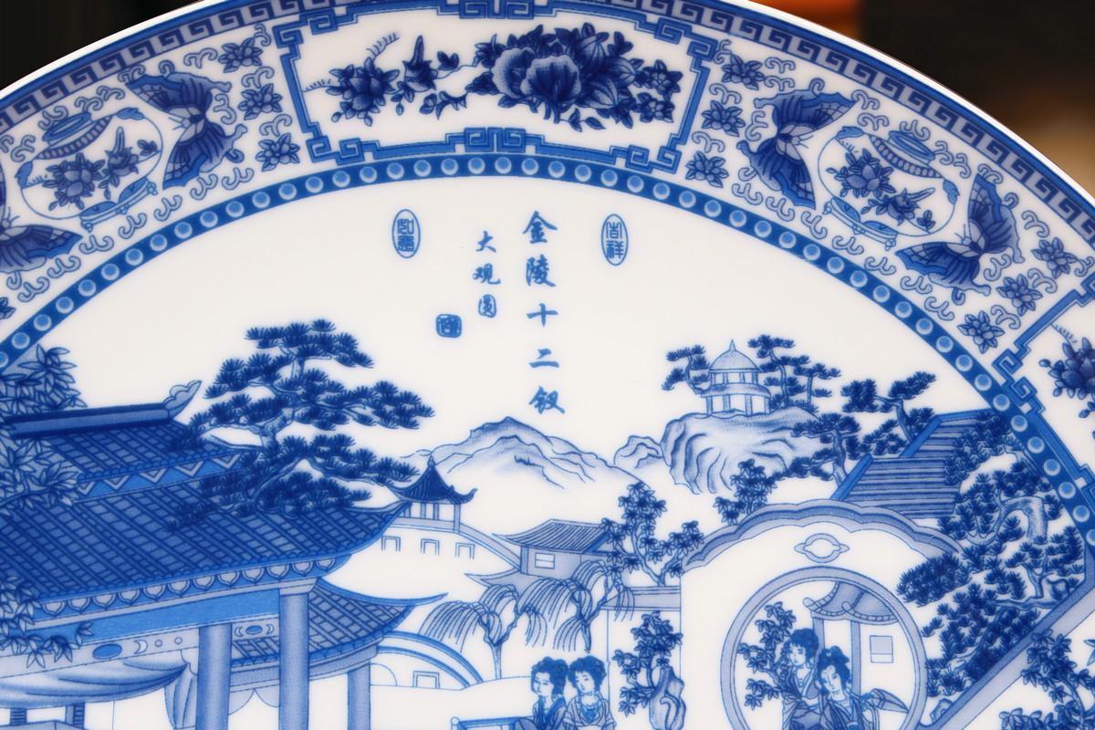 Twelve women of jingdezhen blue and white ceramics gold hair pin hang dish his Chinese style classical decoration home furnishing articles