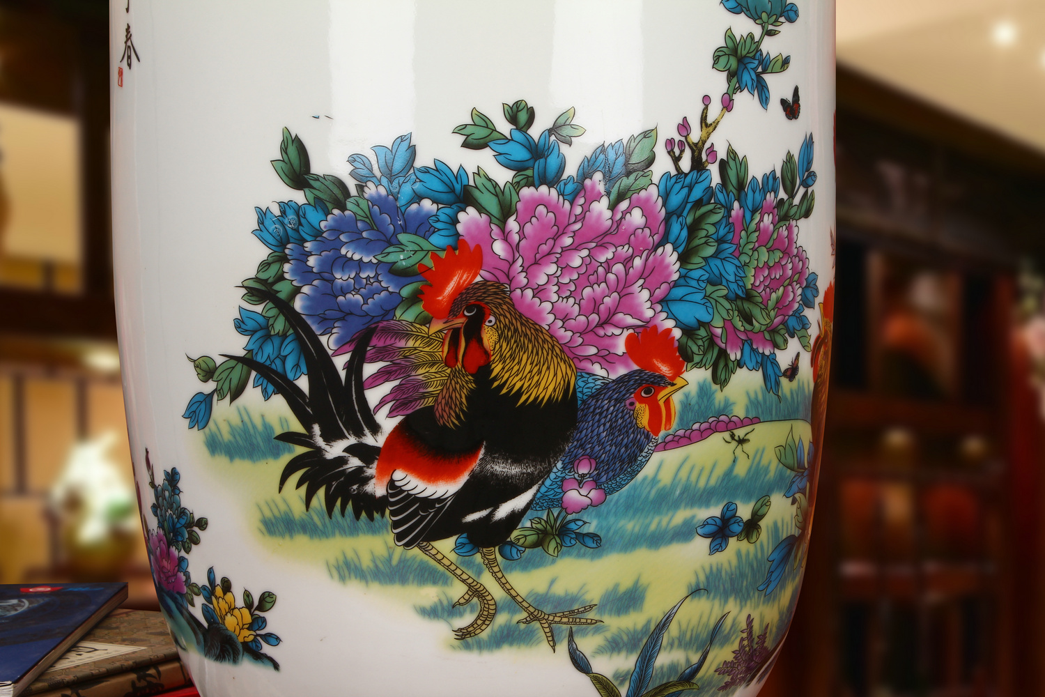 Jingdezhen ceramics powder enamel seven male for spring rooster idea gourd vase landing modern Chinese style household furnishing articles