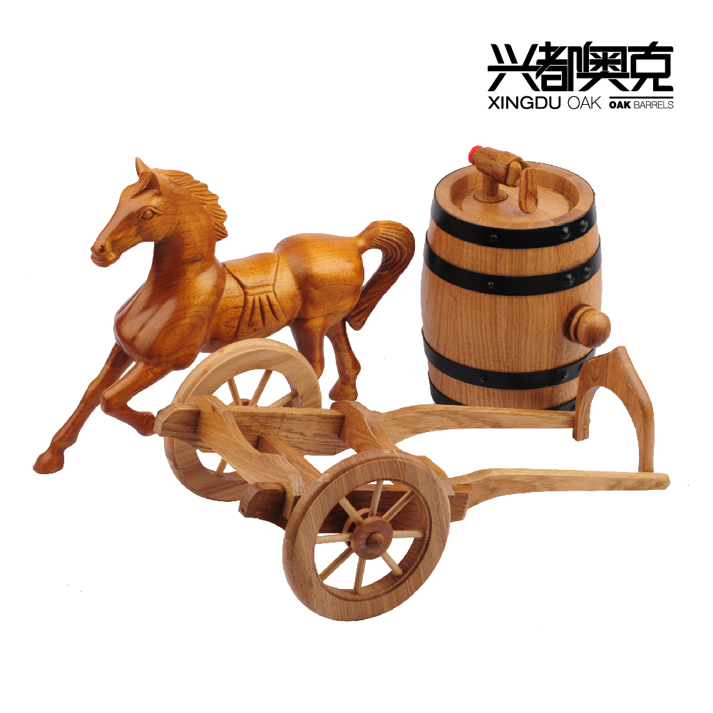 oak wine barrel solid wood hand-carved horse-drawn carriage home furnishings wine housewarming creative gifts oak barrel carriage
