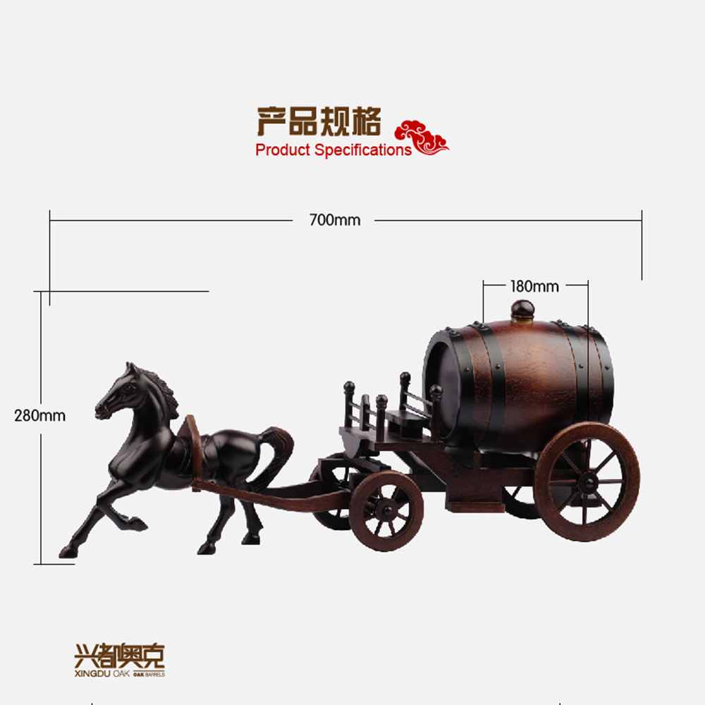 oak wine barrel solid wood hand-carved horse-drawn carriage home furnishings wine housewarming creative gifts oak barrel carriage