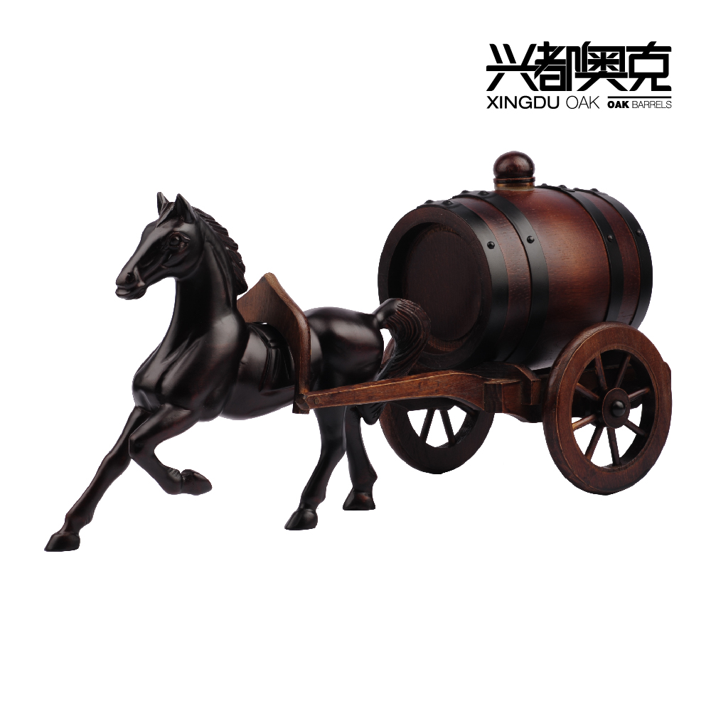 oak wine barrel solid wood hand-carved horse-drawn carriage home furnishings wine housewarming creative gifts oak barrel carriage