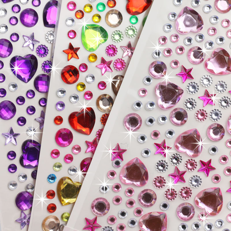 儿童贴画diy闪亮水晶亚克力钻石贴画儿童卡通奖励宝石贴纸手工贴