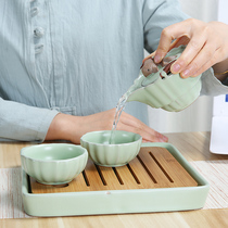 Ceramic fast guest Cup Puer black tea maker one pot two cups travel single tea set kung fu filter