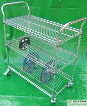 Chrome-plated wire mesh trolley tray material cart Shenzhen wire mesh shelf pulley silent factory direct sales