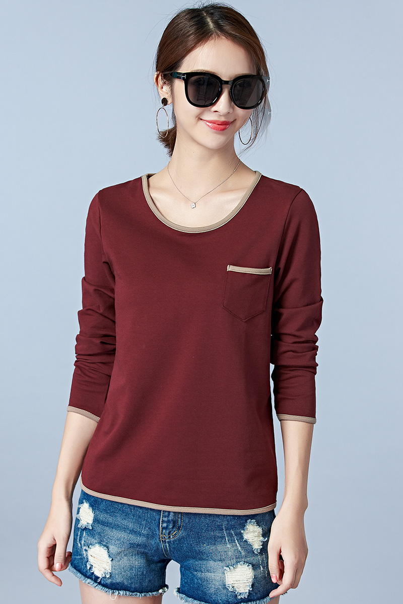 长袖t恤全棉单穿外穿短装丅血休桖土秋衣打底中年妈妈女衫体宽松