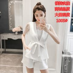 2018夏装新款女装潮韩版时尚气质三件套夏季小香风短裤港味套装女