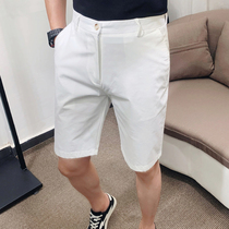 Summer Korean slim thin pants mens trend youth casual 5-point pants simple wild white mens shorts