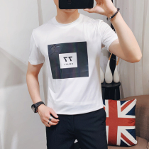 Summer personality fashion round neck short sleeve T-shirt men slim simple trend printing thin conventional half sleeve base shirt