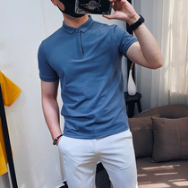 Summer youth slim style Korean polo shirt mens short sleeve trend youth simple joker thin solid color lapel T-shirt