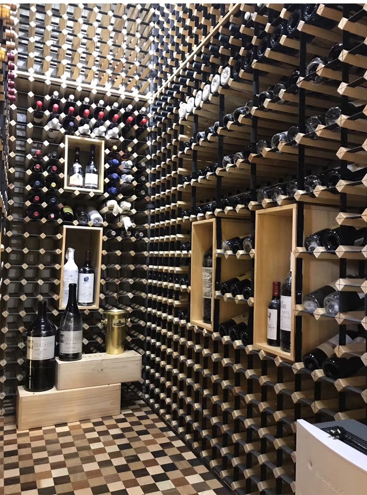 实木红酒展示架摆件 大型工程酒窖简约酒柜 创意酒架吧台酒柜定制_5折