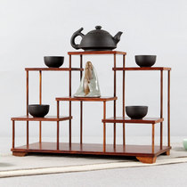 Mahogany Bogu frame Solid wood Chinese antique new front and rear red sandalwood display rack Medium high two low teapot tea set shelf
