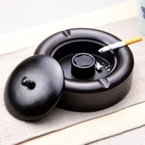 Ebony ashtray household living room Chinese creative personality trend multi-functional solid wood large ashtray with cover