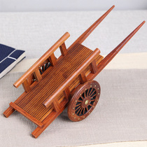 Rosewood carving crafts ornaments Mahogany gifts solid wood miniature flat cart agricultural tools miniature model