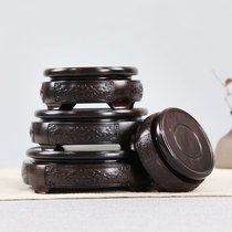 Ebony wood carving crafts decoration base Solid wood round teapot vase flower pot Buddha statue strange stone base wooden bracket