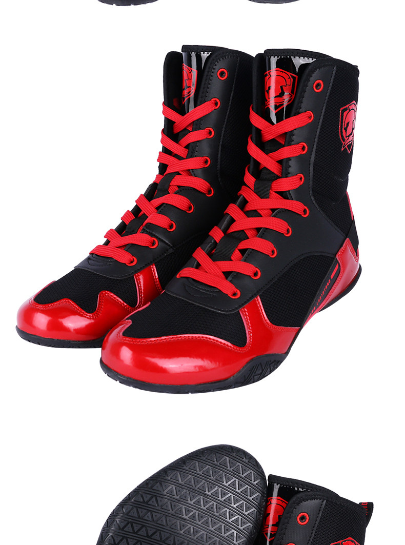 专业高帮拳击鞋长靴男女散打鞋搏击鞋格斗鞋训练比赛摔跤鞋子健身